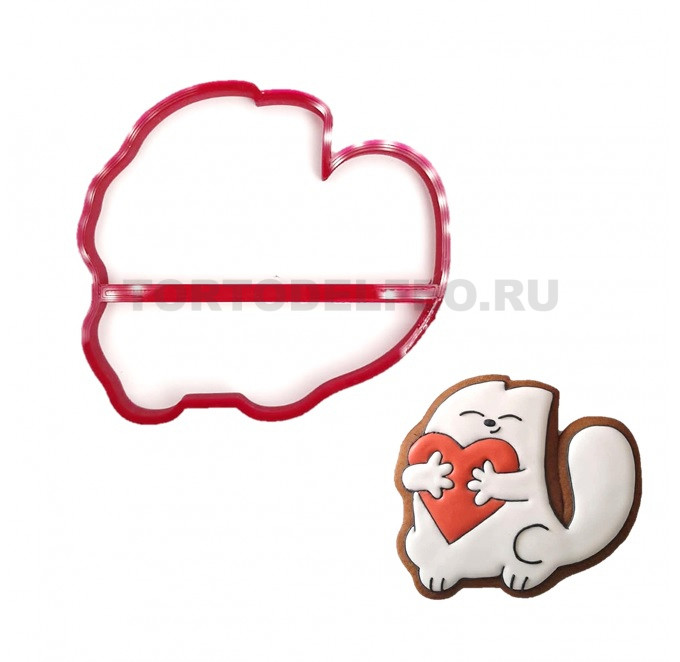 Вырубка Кот с сердцем 10,5*9,5см
