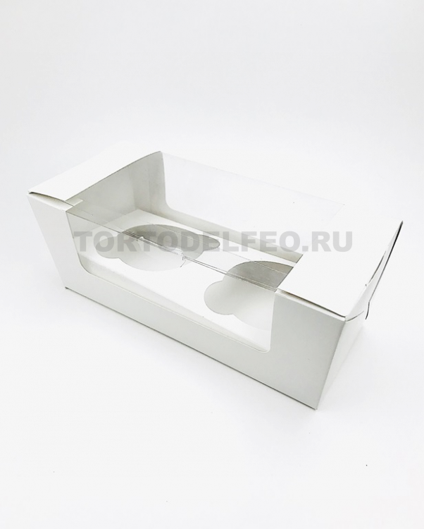 Коробка 20*8*8см на 2 кекса с круговым окном
