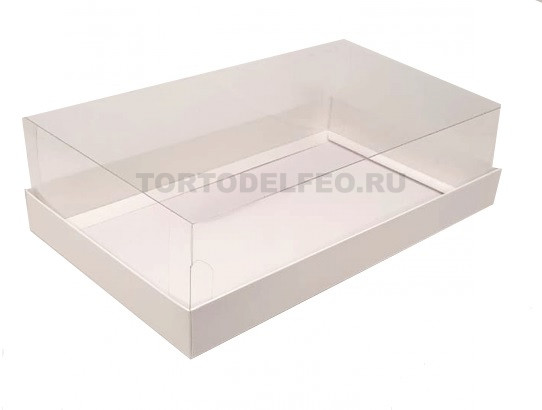 Коробка с пластиковой крышкой Белая 25*15*7 см