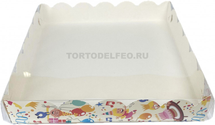 Коробка для пряников детский праздник 20*20*3,5см с окном