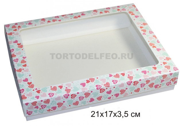 Коробочка для пряников 21*17*3,5см сердечки