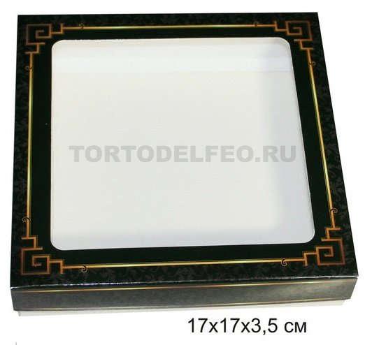 Коробочка для пряников 17*17*3,5см мужская с орнаментом
